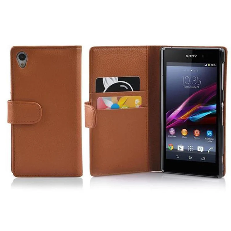 Cadorabo Hülle kompatibel mit Sony Xperia Z1 Schutzhülle aus strukturiertem Kunstleder und Kartenfach