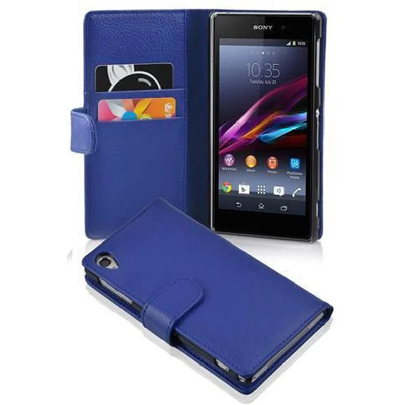 Cadorabo Hülle kompatibel mit Sony Xperia Z1 Schutzhülle aus strukturiertem Kunstleder und Kartenfach