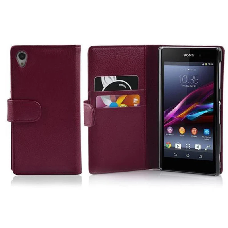 Cadorabo Hülle kompatibel mit Sony Xperia Z1 Schutzhülle aus strukturiertem Kunstleder und Kartenfach