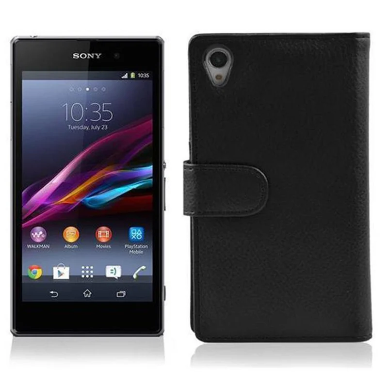 Cadorabo Hülle kompatibel mit Sony Xperia Z1 Schutzhülle aus strukturiertem Kunstleder und Kartenfach
