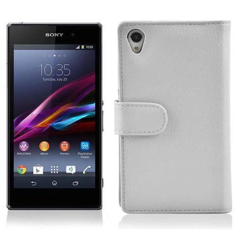 Cadorabo Hülle kompatibel mit Sony Xperia Z1 Schutzhülle aus strukturiertem Kunstleder und Kartenfach