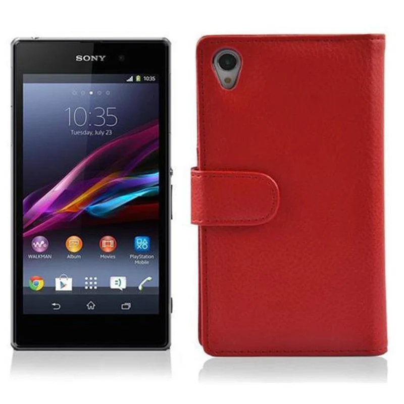 Cadorabo Hülle kompatibel mit Sony Xperia Z1 Schutzhülle aus strukturiertem Kunstleder und Kartenfach