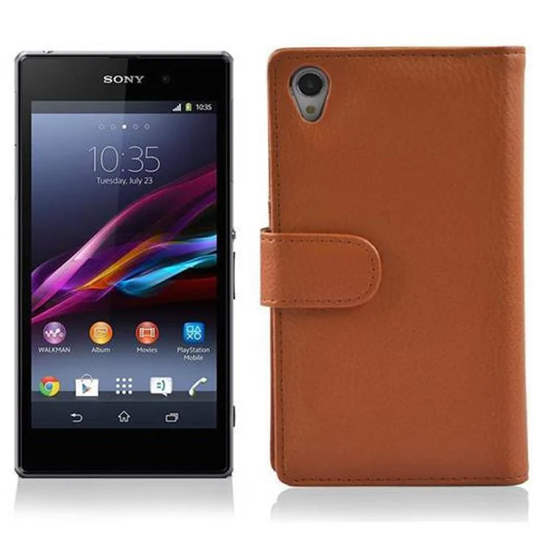 Cadorabo Hülle kompatibel mit Sony Xperia Z1 Schutzhülle aus strukturiertem Kunstleder und Kartenfach