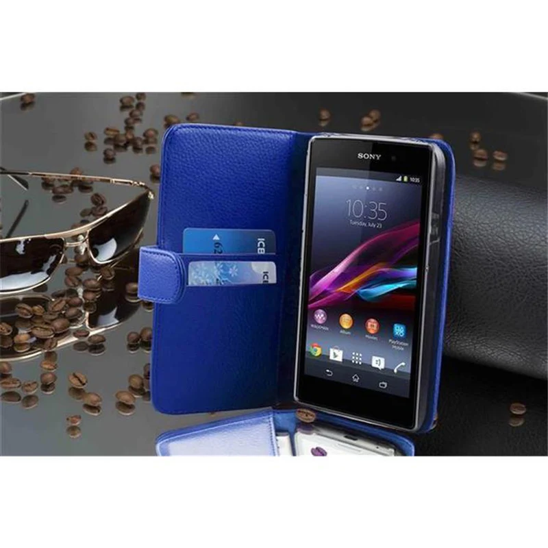 Cadorabo Hülle kompatibel mit Sony Xperia Z1 Schutzhülle aus strukturiertem Kunstleder und Kartenfach