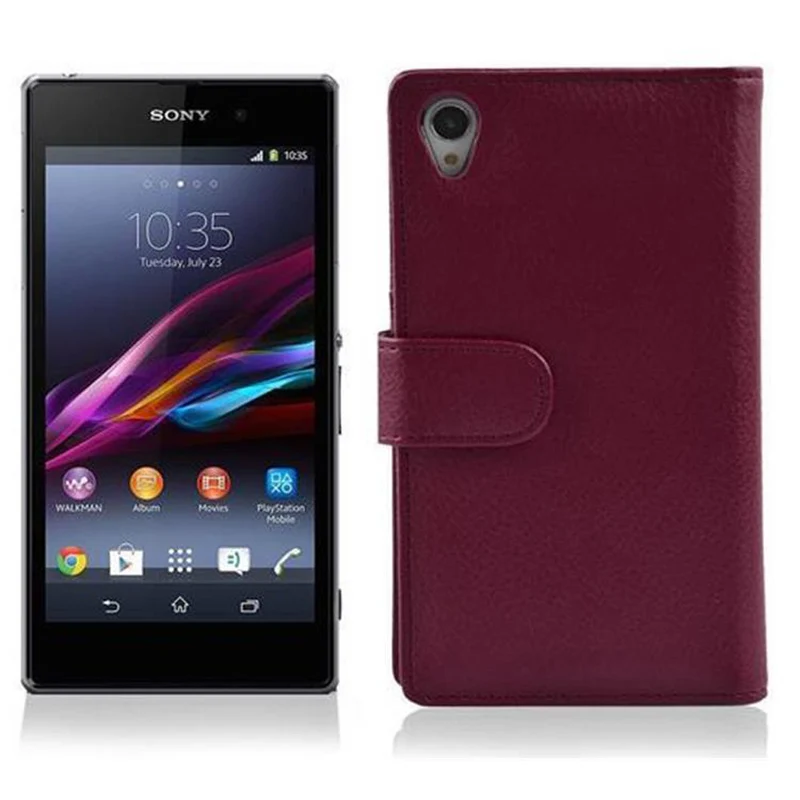 Cadorabo Hülle kompatibel mit Sony Xperia Z1 Schutzhülle aus strukturiertem Kunstleder und Kartenfach