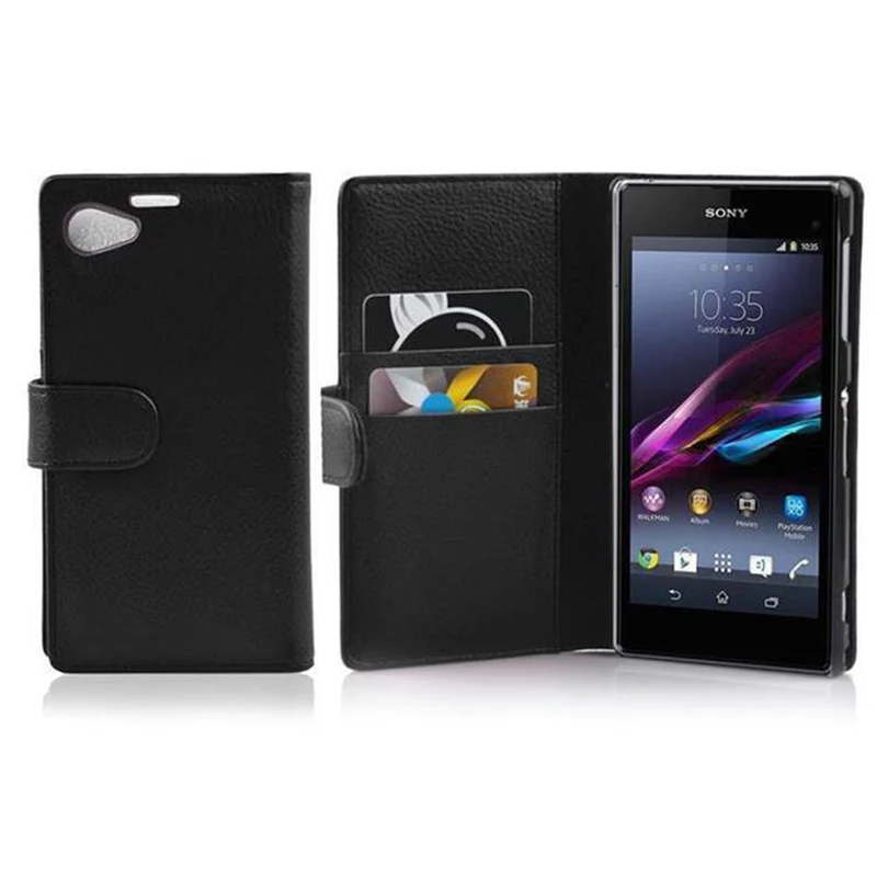 Cadorabo Hülle kompatibel mit Sony Xperia Z1 COMPACT Schutzhülle aus strukturiertem Kunstleder und Kartenfach