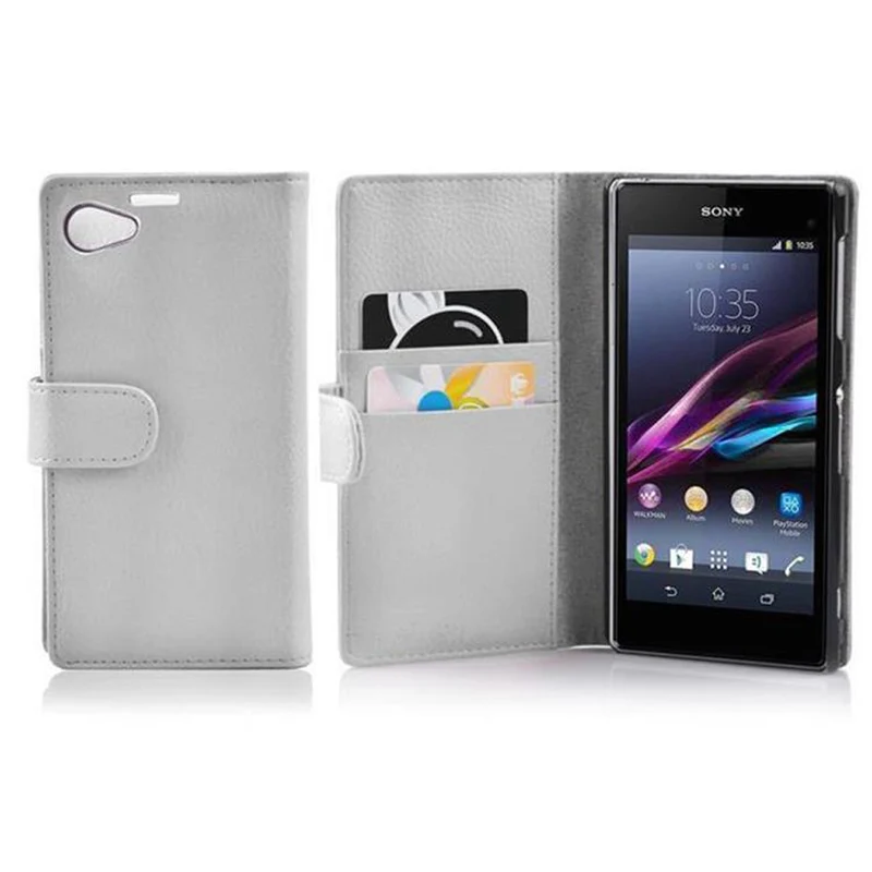 Cadorabo Hülle kompatibel mit Sony Xperia Z1 COMPACT Schutzhülle aus strukturiertem Kunstleder und Kartenfach