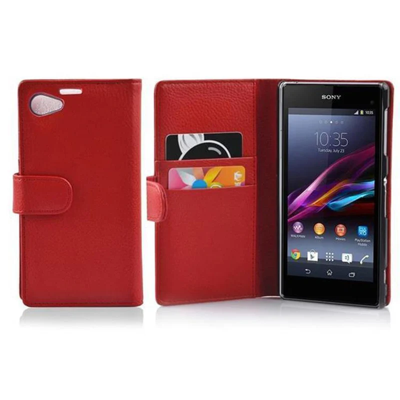 Cadorabo Hülle kompatibel mit Sony Xperia Z1 COMPACT Schutzhülle aus strukturiertem Kunstleder und Kartenfach
