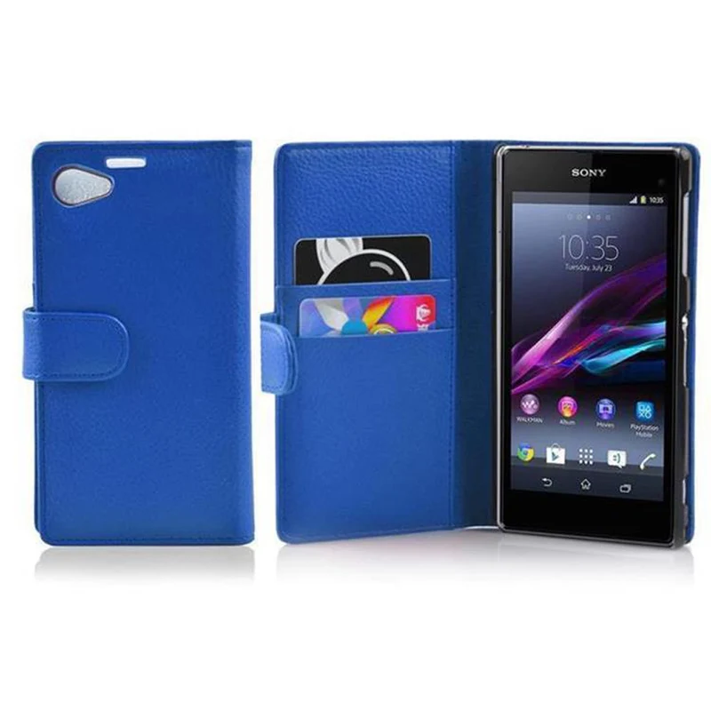 Cadorabo Hülle kompatibel mit Sony Xperia Z1 COMPACT Schutzhülle aus strukturiertem Kunstleder und Kartenfach