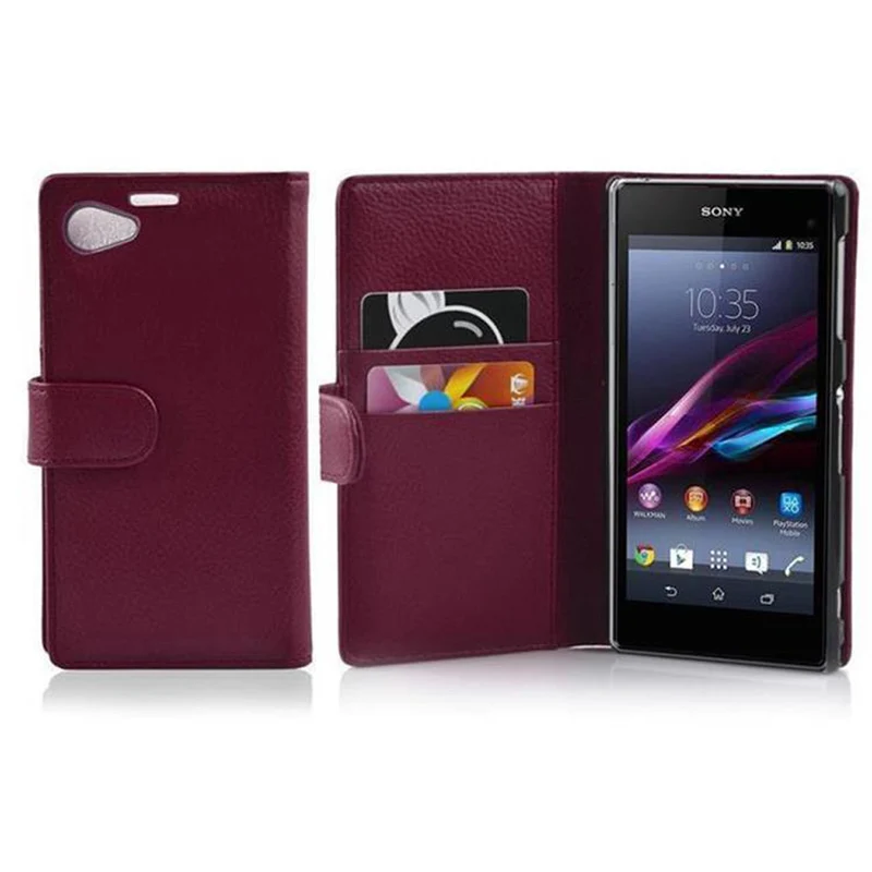 Cadorabo Hülle kompatibel mit Sony Xperia Z1 COMPACT Schutzhülle aus strukturiertem Kunstleder und Kartenfach