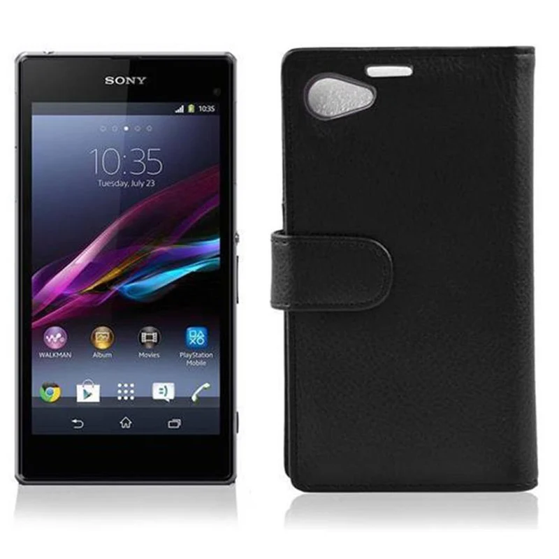 Cadorabo Hülle kompatibel mit Sony Xperia Z1 COMPACT Schutzhülle aus strukturiertem Kunstleder und Kartenfach