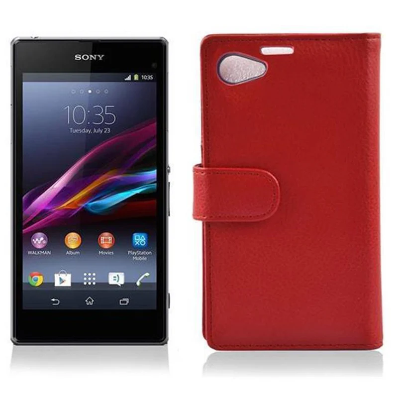 Cadorabo Hülle kompatibel mit Sony Xperia Z1 COMPACT Schutzhülle aus strukturiertem Kunstleder und Kartenfach