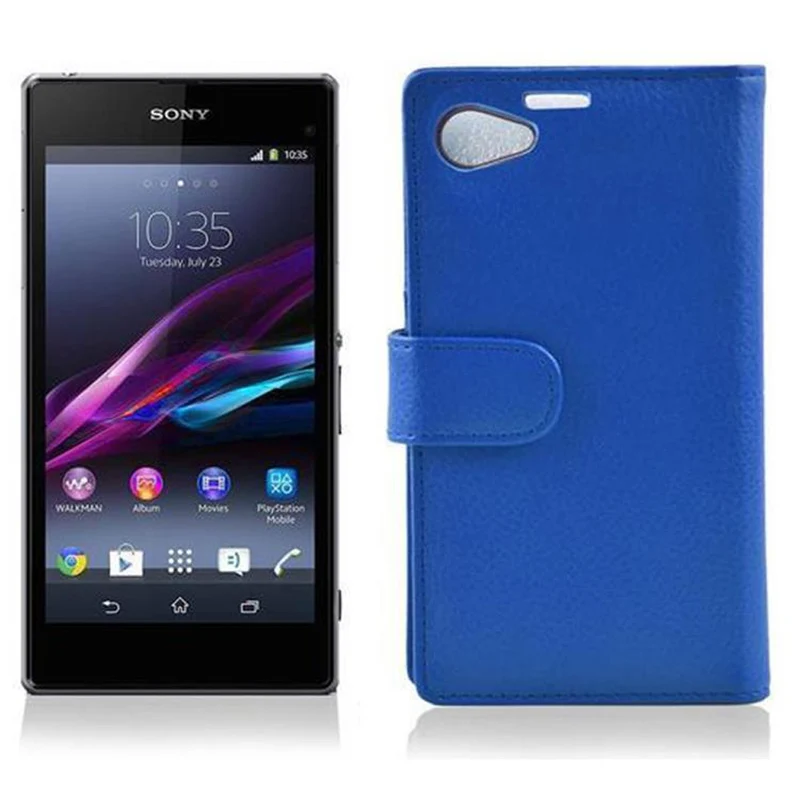 Cadorabo Hülle kompatibel mit Sony Xperia Z1 COMPACT Schutzhülle aus strukturiertem Kunstleder und Kartenfach