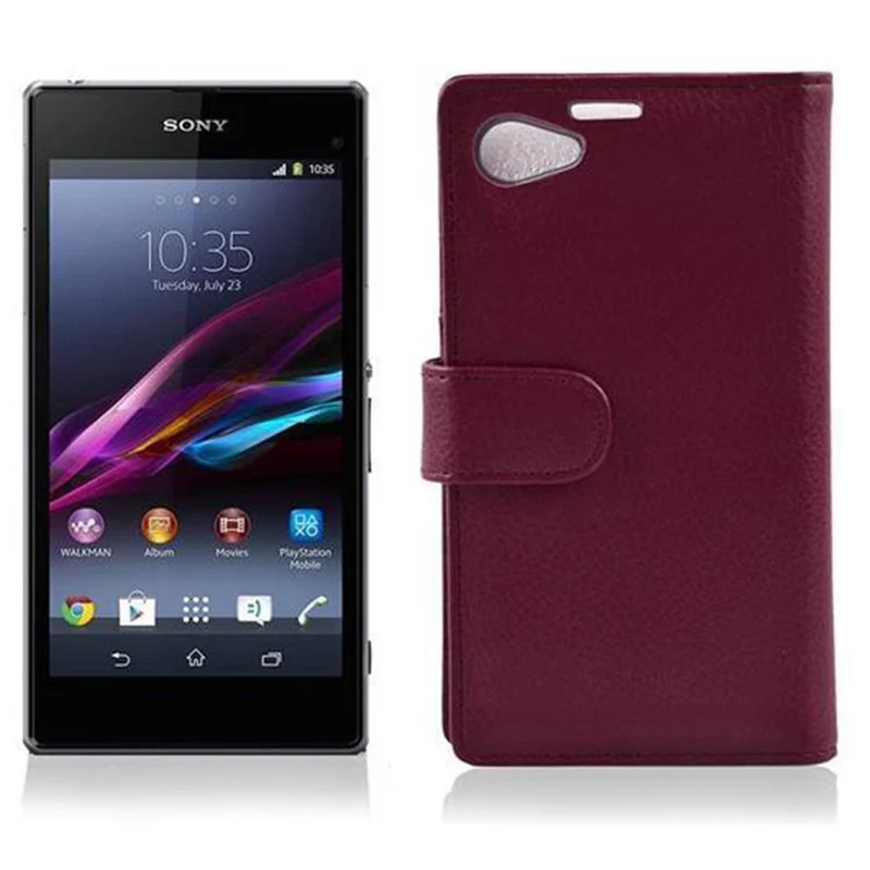 Cadorabo Hülle kompatibel mit Sony Xperia Z1 COMPACT Schutzhülle aus strukturiertem Kunstleder und Kartenfach