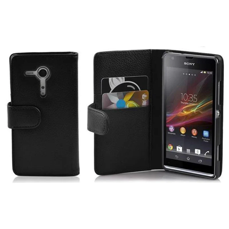 Cadorabo Hülle kompatibel mit Sony Xperia SP Schutzhülle aus strukturiertem Kunstleder und Kartenfach
