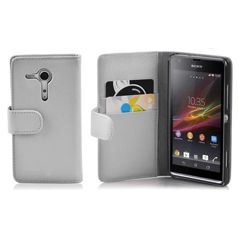 Cadorabo Hülle kompatibel mit Sony Xperia SP Schutzhülle aus strukturiertem Kunstleder und Kartenfach