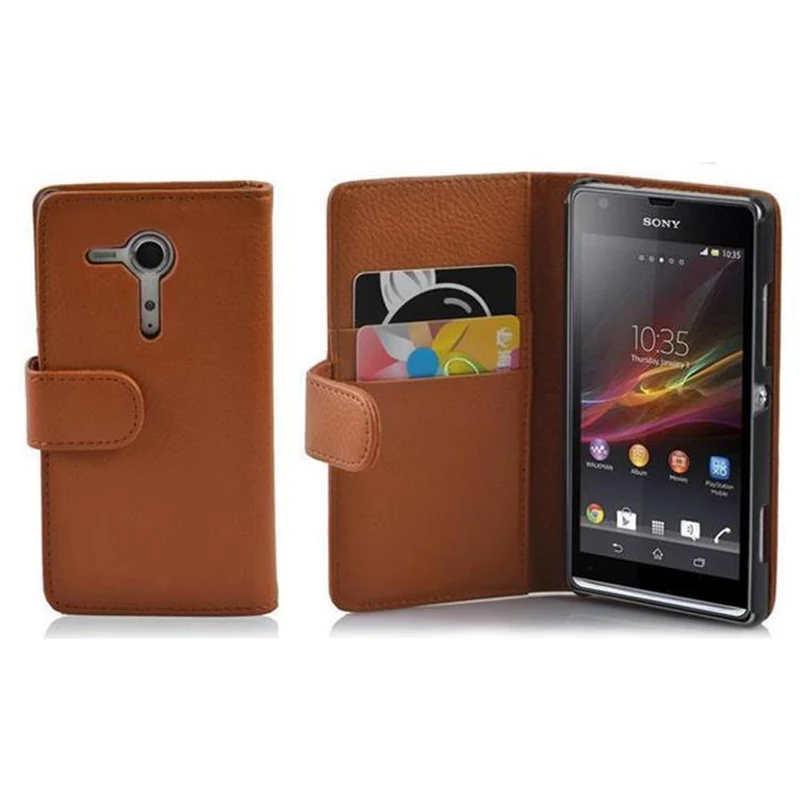 Cadorabo Hülle kompatibel mit Sony Xperia SP Schutzhülle aus strukturiertem Kunstleder und Kartenfach