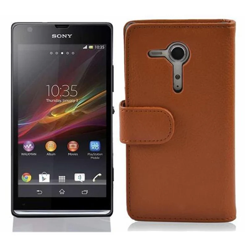 Cadorabo Hülle kompatibel mit Sony Xperia SP Schutzhülle aus strukturiertem Kunstleder und Kartenfach