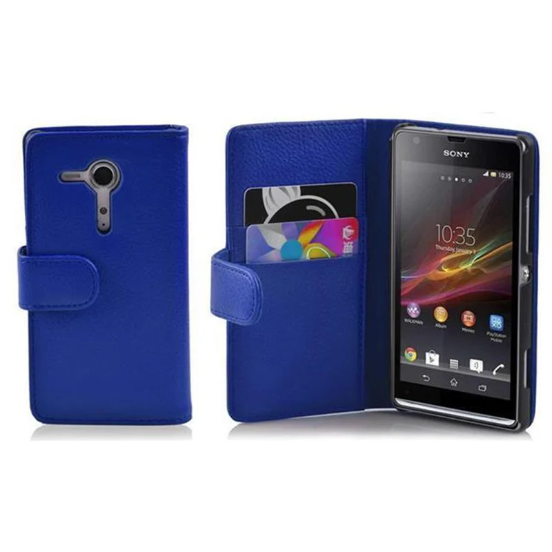 Cadorabo Hülle kompatibel mit Sony Xperia SP Schutzhülle aus strukturiertem Kunstleder und Kartenfach