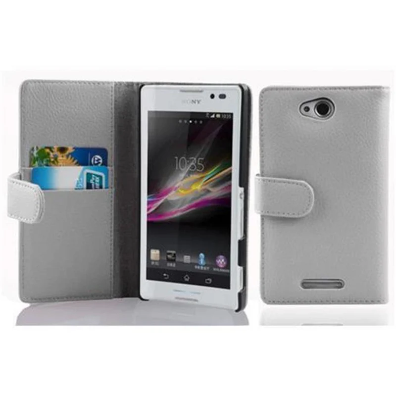 Cadorabo Hülle kompatibel mit Sony Xperia C Schutzhülle aus strukturiertem Kunstleder und Kartenfach