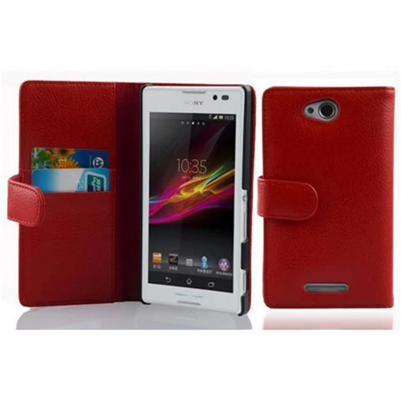 Cadorabo Hülle kompatibel mit Sony Xperia C Schutzhülle aus strukturiertem Kunstleder und Kartenfach