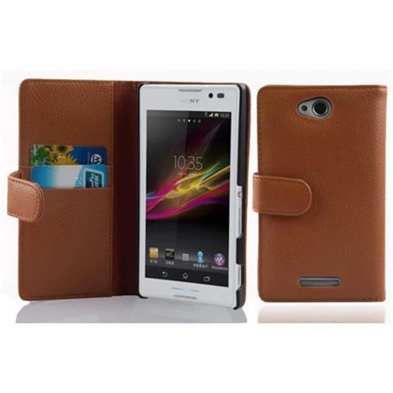 Cadorabo Hülle kompatibel mit Sony Xperia C Schutzhülle aus strukturiertem Kunstleder und Kartenfach