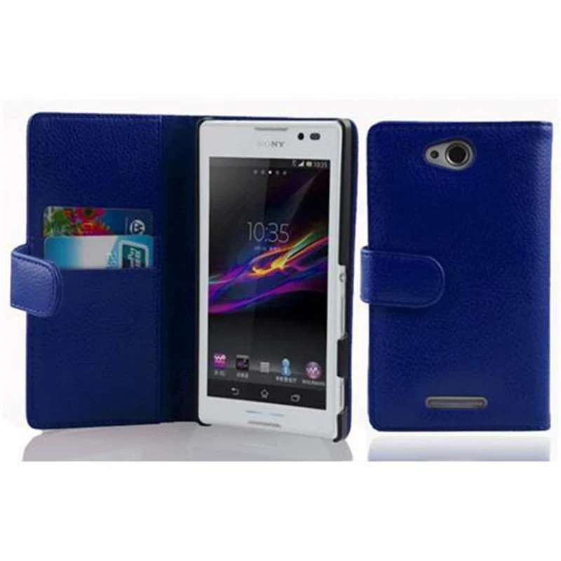 Cadorabo Hülle kompatibel mit Sony Xperia C Schutzhülle aus strukturiertem Kunstleder und Kartenfach