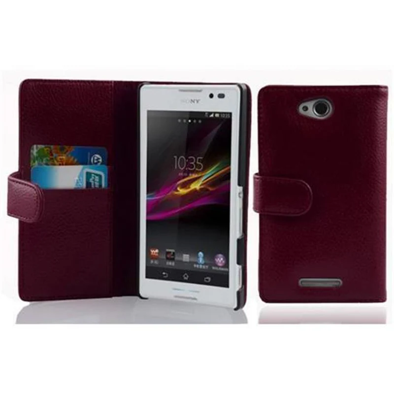 Cadorabo Hülle kompatibel mit Sony Xperia C Schutzhülle aus strukturiertem Kunstleder und Kartenfach