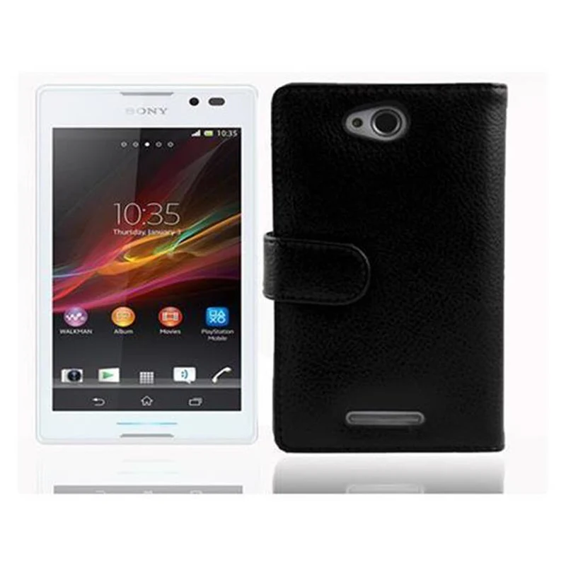 Cadorabo Hülle kompatibel mit Sony Xperia C Schutzhülle aus strukturiertem Kunstleder und Kartenfach