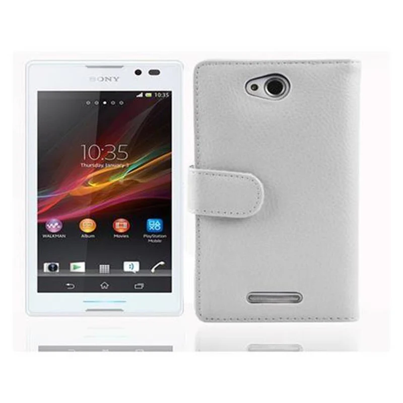 Cadorabo Hülle kompatibel mit Sony Xperia C Schutzhülle aus strukturiertem Kunstleder und Kartenfach