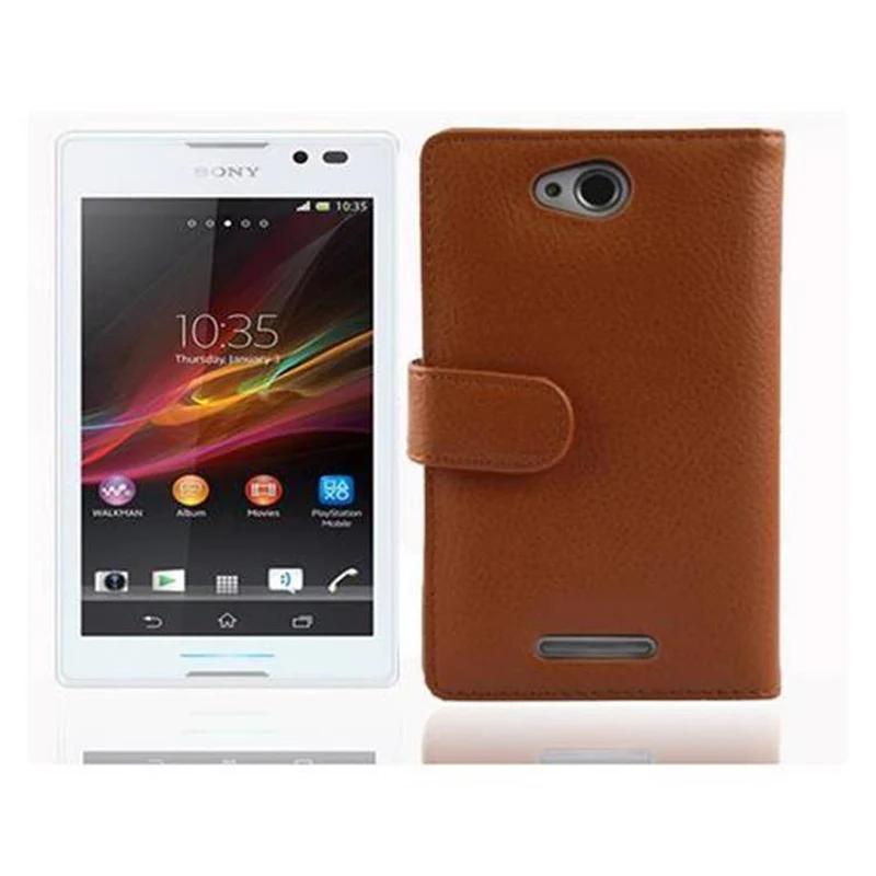 Cadorabo Hülle kompatibel mit Sony Xperia C Schutzhülle aus strukturiertem Kunstleder und Kartenfach