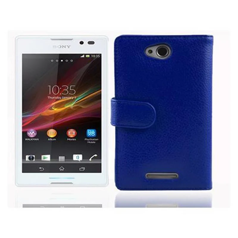 Cadorabo Hülle kompatibel mit Sony Xperia C Schutzhülle aus strukturiertem Kunstleder und Kartenfach