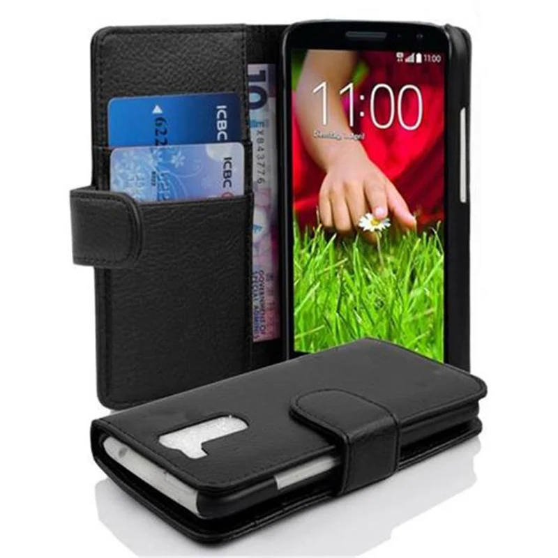 Cadorabo Hülle kompatibel mit LG G2 MINI Schutzhülle aus strukturiertem Kunstleder und Kartenfach