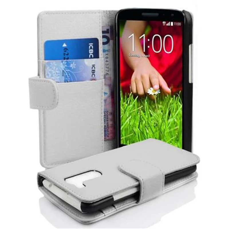 Cadorabo Hülle kompatibel mit LG G2 MINI Schutzhülle aus strukturiertem Kunstleder und Kartenfach