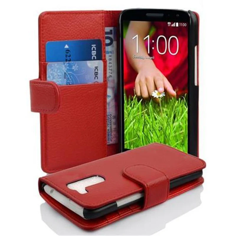 Cadorabo Hülle kompatibel mit LG G2 MINI Schutzhülle aus strukturiertem Kunstleder und Kartenfach