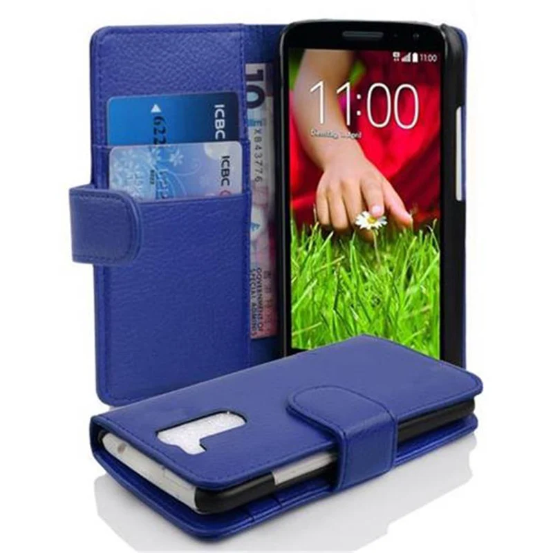 Cadorabo Hülle kompatibel mit LG G2 MINI Schutzhülle aus strukturiertem Kunstleder und Kartenfach