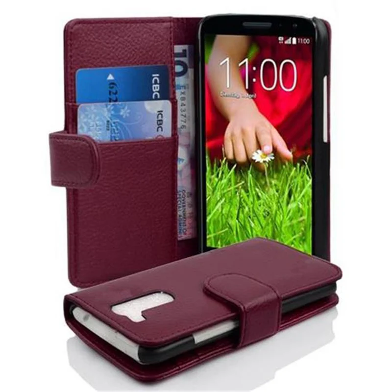 Cadorabo Hülle kompatibel mit LG G2 MINI Schutzhülle aus strukturiertem Kunstleder und Kartenfach