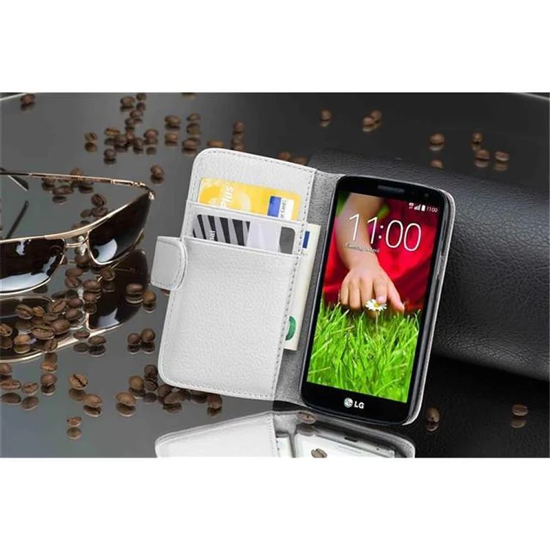 Cadorabo Hülle kompatibel mit LG G2 MINI Schutzhülle aus strukturiertem Kunstleder und Kartenfach