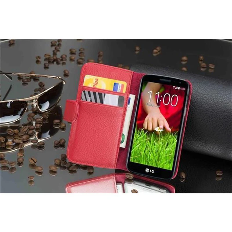 Cadorabo Hülle kompatibel mit LG G2 MINI Schutzhülle aus strukturiertem Kunstleder und Kartenfach