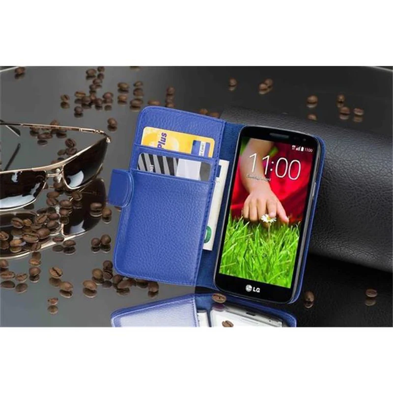 Cadorabo Hülle kompatibel mit LG G2 MINI Schutzhülle aus strukturiertem Kunstleder und Kartenfach