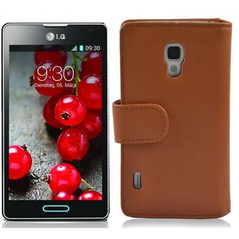 Cadorabo Hülle kompatibel mit LG OPTIMUS L7 II Schutzhülle aus strukturiertem Kunstleder und Kartenfach