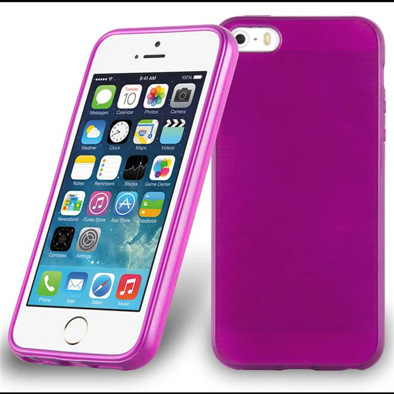 Cadorabo Hülle kompatibel mit Apple iPhone 5 / 5S / SE 2016 Schutzhülle aus flexiblem TPU Silikon im Brushed Design