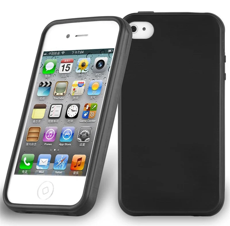 Cadorabo Hülle kompatibel mit Apple iPhone 4 / 4S Schutzhülle aus flexiblem TPU Silikon im Brushed Design