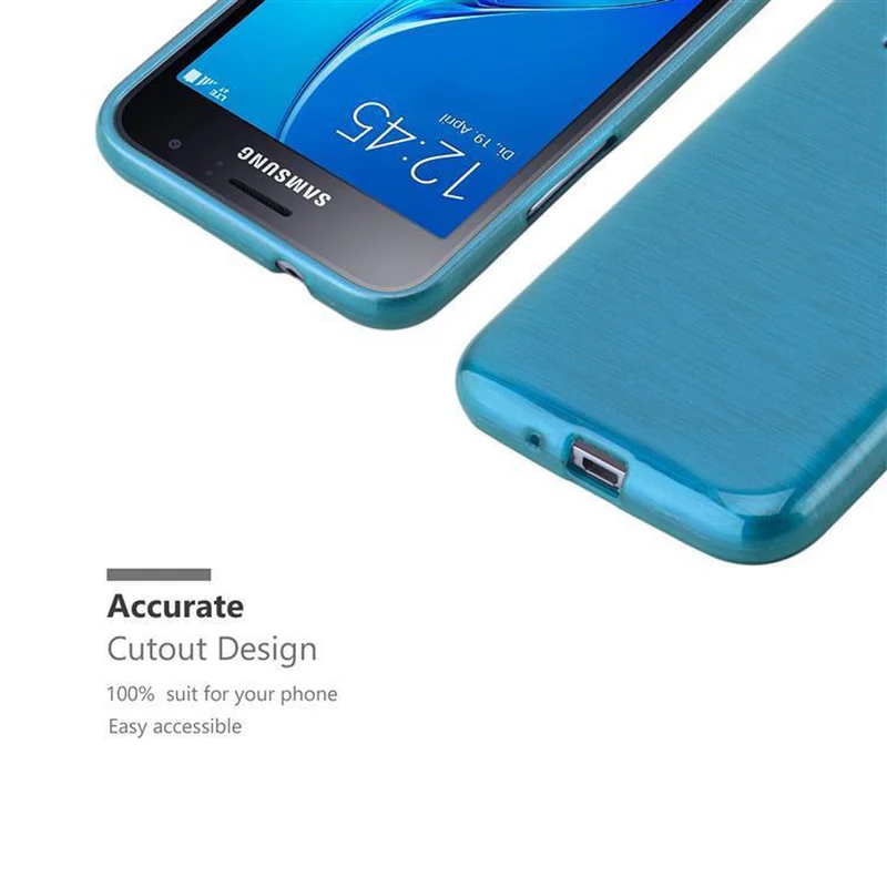 Cadorabo Hülle kompatibel mit Samsung Galaxy J1 2016 Schutzhülle aus flexiblem TPU Silikon im Brushed Design