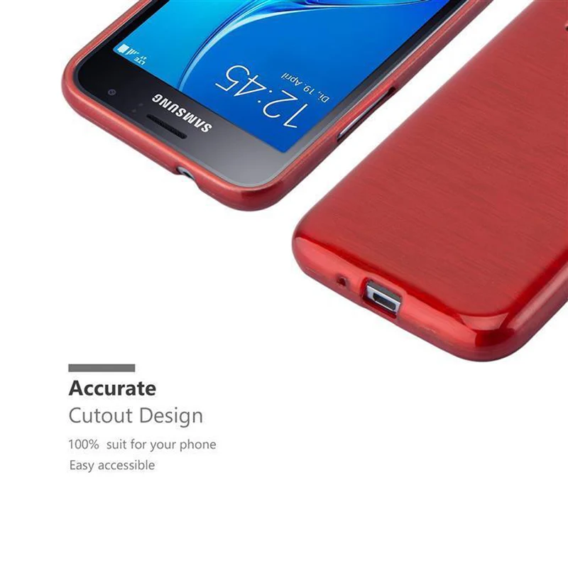 Cadorabo Hülle kompatibel mit Samsung Galaxy J1 2016 Schutzhülle aus flexiblem TPU Silikon im Brushed Design