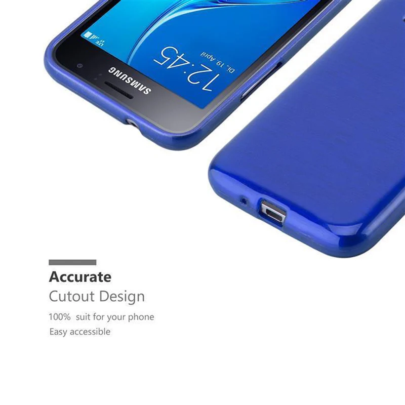 Cadorabo Hülle kompatibel mit Samsung Galaxy J1 2016 Schutzhülle aus flexiblem TPU Silikon im Brushed Design