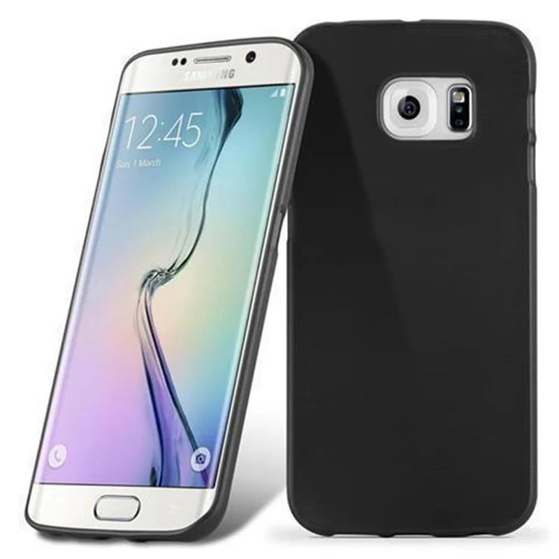 Cadorabo Hülle kompatibel mit Samsung Galaxy S6 EDGE Schutzhülle aus flexiblem TPU Silikon im Brushed Design