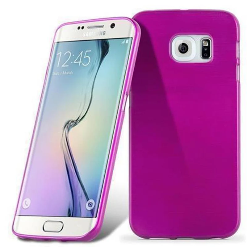 Cadorabo Hülle kompatibel mit Samsung Galaxy S6 EDGE Schutzhülle aus flexiblem TPU Silikon im Brushed Design
