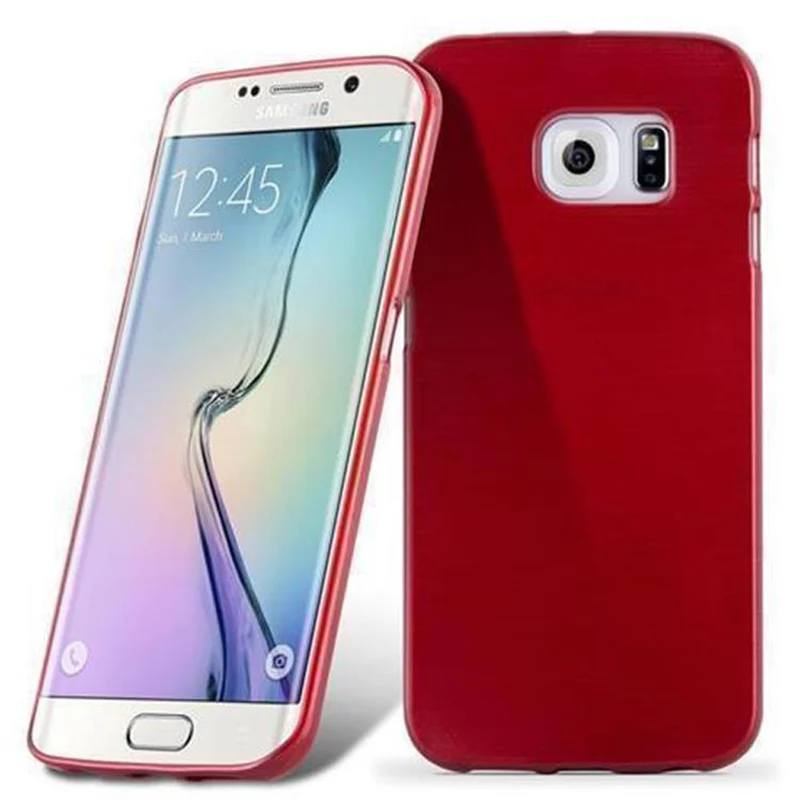 Cadorabo Hülle kompatibel mit Samsung Galaxy S6 EDGE Schutzhülle aus flexiblem TPU Silikon im Brushed Design