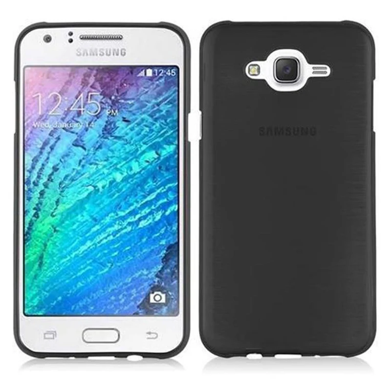 Cadorabo Hülle kompatibel mit Samsung Galaxy J7 2015 Schutzhülle aus flexiblem TPU Silikon im Brushed Design